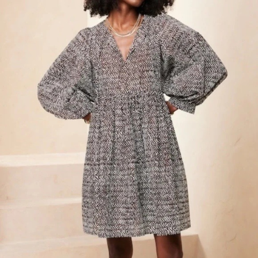 Banana Republic Factory‎ Tie Neck Mini Dress XS Tall NWT Bark print